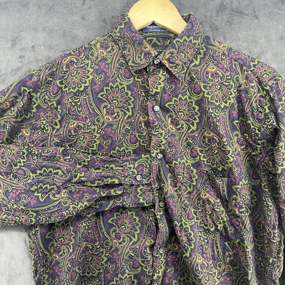 Vintage Saks Fifth Avenue Men's Size S 100% Cotton Paisley Button Shirt Made USA